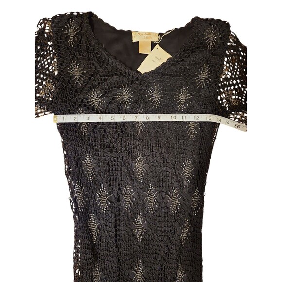 Kroshetta By Papillion Black Widow Midi Dress Womens Medium Crochet Beaded NWT - Picture 7 of 9